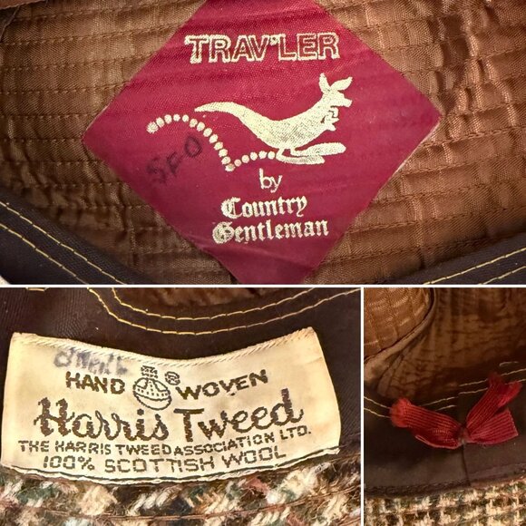 Vintage Harris Tweed Wool Plaid Hat Size M to Large Country Gentleman Travler - Picture 10 of 14